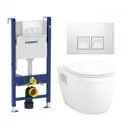 Комплект инсталляция и унитаз 3 в 1 инсталляция Geberit Duofix унитаз подвесной Enio Bolo EN8350034 и кнопка белая