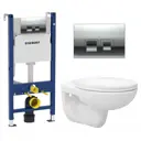 Комплект инсталляция и унитаз 3 в 1 инсталляция Geberit Duofix унитаз подвесной Enio Ekos и кнопка хром