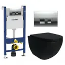 Комплект инсталляция и унитаз 3 в 1 инсталляция Geberit Duofix унитаз подвесной Enio Unico черный и кнопка хром