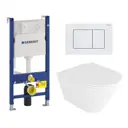 Комплект инсталляция и унитаз 3 в 1 инсталляция Geberit Duofix унитаз подвесной Enio Cento EN4280110 и кнопка белая