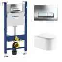 Комплект инсталляция и унитаз 3 в 1 инсталляция Geberit Duofix + Подвесной унитаз Enio Morris Tornado с кнопкой хром