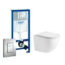 Комплект инсталляция и унитаз 3 в 1 инсталляция Grohe Rapid SL унитаз WeltWasser Merzbach и кнопка хром