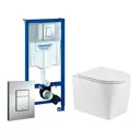 Комплект инсталляция и унитаз 3 в 1 инсталляция Grohe Rapid SL 38772001 унитаз WeltWasser Nesenbach 004GL-WT и кнопка хром
