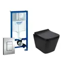 Комплект инсталляция и унитаз 3 в 1 инсталляция Grohe Rapid SL унитаз WeltWasser Gelbach 043MT-BL и кнопка хром