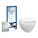 Комплект инсталляция и унитаз 3 в 1 инсталляция Grohe Rapid SL унитаз Enio Cono и кнопка хром квадрат