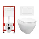 Комплект инсталляция и унитаз 3 в 1 инсталляция Tece Base 9400413 унитаз Enio Cono EN2870522 и кнопка белая