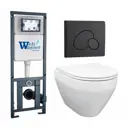 Комплект инсталляция и унитаз 3 в 1 инсталляция WeltWasser Marberg 410 унитаз Enio Cono EN2870522 и кнопка черная матовая RD