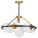 Люстра на штанге Lumina deco Donzano Lmd_ldp_8034-7_bk_wt 7 ламп 17 м² цвет белый/черный