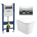 Комплект инсталляция и унитаз 3 в 1 инсталляция Geberit Duofix унитаз подвесной Enio Binario EN4215896 и кнопка хром