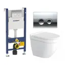 Комплект инсталляция и унитаз 3 в 1 инсталляция Geberit Duofix Delta унитаз подвесной Enio Pulito EN1170052 и кнопка хром