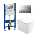 Комплект инсталляция и унитаз 3 в 1 инсталляция Geberit Duofix UP100 унитаз подвесной Enio Binario и кнопка хром матовый