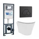 Комплект инсталляция и унитаз 3 в 1 инсталляция WeltWasser Marberg 410 унитаз Enio Neo EN5370588 и кнопка черная матовая RD