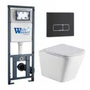 Комплект инсталляция и унитаз 3 в 1 инсталляция WeltWasser Marberg 410 унитаз WeltWasser Gelbach 043 GL-WT и кнопка черная матовая SE