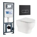 Комплект инсталляция и унитаз 3 в 1 инсталляция WeltWasser Marberg 410 унитаз WeltWasser Erlenbach 004 GL-WT и кнопка черная матовая SE