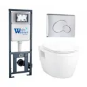 Комплект инсталляция и унитаз 3 в 1 инсталляция WeltWasser Marberg 410 унитаз Enio Bolo EN8350034 и кнопка хром