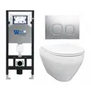 Комплект инсталляция и унитаз 3 в 1 инсталляция WeltWasser Amberg унитаз Enio Cono EN2870522 и кнопка хром