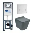 Комплект инсталляция и унитаз 3 в 1 инсталляция WeltWasser Marberg унитаз Gelbach 041 MT-GR и кнопка белая глянцевая SE