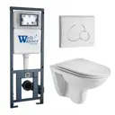 Комплект инсталляция и унитаз 3 в 1 инсталляция WeltWasser Marberg 410 10000005948 унитаз Baarbach белый и кнопка белая глянцевая RD