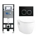 Комплект инсталляция и унитаз 3 в 1 инсталляция WeltWasser Amberg 506 10000005662 унитаз Enio Bolo EN8350034 и кнопка черная матовая