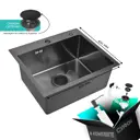 Мойка для кухни нержавеющая GLYPH 50х40 с PVD покрытием графит. Сифон с ситечком.