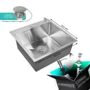 Мойка для кухни нержавеющая GLYPH 50х50. Сифон с ситечком дозатор.