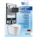 Комплект инсталляция и унитаз Weltwasser AS49725 6 в 1: подвесной унитаз белый глянцевый, инсталляция, кнопка черная матовая закругленный квадрат