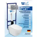 Комплект инсталляция и унитаз Weltwasser BH4602 6 в 1: подвесной унитаз белый глянцевый, инсталляция, кнопка хром глянцевая закругленный квадрат
