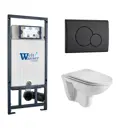 Комплект инсталляция и унитаз 3 в 1 инсталляция WeltWasser Marberg 507 унитаз Baarbach белый с кнопкой черной RD