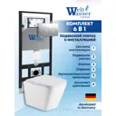 Комплект инсталляция и унитаз Weltwasser AG50630 6 в 1: подвесной унитаз белый глянцевый, инсталляция, кнопка хром глянцевая закругленный квадрат