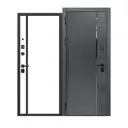 Входная дверь Бриз левый 205x96см цвет карбон и сатин графит/эмалит белый