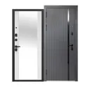 Входная дверь Бриз левый 205x86см цвет сатин графит/эмалит белый с зеркалом