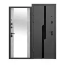 Входная дверь Бриз левый 205x86см цвет сатин черный/бетон снежный с зеркалом