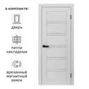Дверь межкомнатная со стеклом Легда-28 60x200 см полипропилен цвет серое дерево с замком и петлями