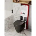 Комплект инсталляция и унитаз 3 в 1: инсталляция Enio Profi EN7050050 унитаз подвесной Enio Cento BL и кнопка белая глянцевая Sfera