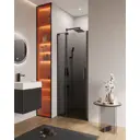 Душевая дверь Cezares Slider-B-1-80/90-GRIGIO-NERO 80см эффект стекла графитная распашной
