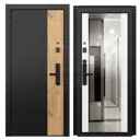 Входная дверь Torex Белла-4 левый 205x86см цвет черная шагрень/бьянко с зеркалом