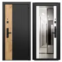 Входная дверь Torex Белла-4 правый 205x95см цвет черная шагрень/бьянко с зеркалом