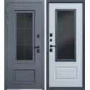 Входная дверь Rex REX 32 левый 205x88см цвет искра серая/белый матовый c окном