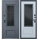 Входная дверь Rex REX 32 правый 205x88см цвет искра серая/белый матовый c окном