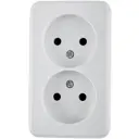 Розетка двойная накладная First без заземления цвет белый