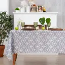 Скатерть на стол Доляна Hexagon круглая 145x110 см цвет серый,белый