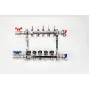 Коллекторная группа с расходомерами и шаровыми кранами Рехау HKV-D 1"x3/4" евроконус 5 выходов нержавеющая сталь