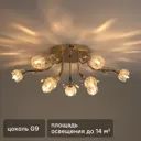 Люстра потолочная Fioress 9 ламп 15 м² цвет золотистый/прозрачный