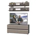 Модульная стенка Mobi Сидней 130x210x41 см ЛДСП цвет антрацит/капучино