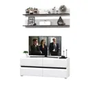 Модульная стенка Mobi Сидней 130x210x41 см ЛДСП цвет белый/черный