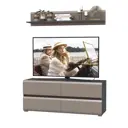 Модульная стенка Mobi Сидней 130x185x41 см ЛДСП цвет антрацит/капучино
