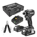 Дрель-шуруповерт аккумуляторная ударная бесщеточная Stavr SID 18BL-200V-2K, 18 В Li-Ion 2x2 Ач