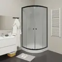 Душевой уголок PARLY ZF911B 90x90см низкий поддон профиль черный стекло матовое