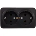 Розетка двойная накладная First с заземлением цвет черный