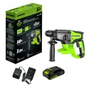 Перфоратор аккумуляторный бесщеточный SDS Plus Greenworks GD24SDS2 3803007CUA, 24 В Li-Ion 1x2 Ач, 2 Дж